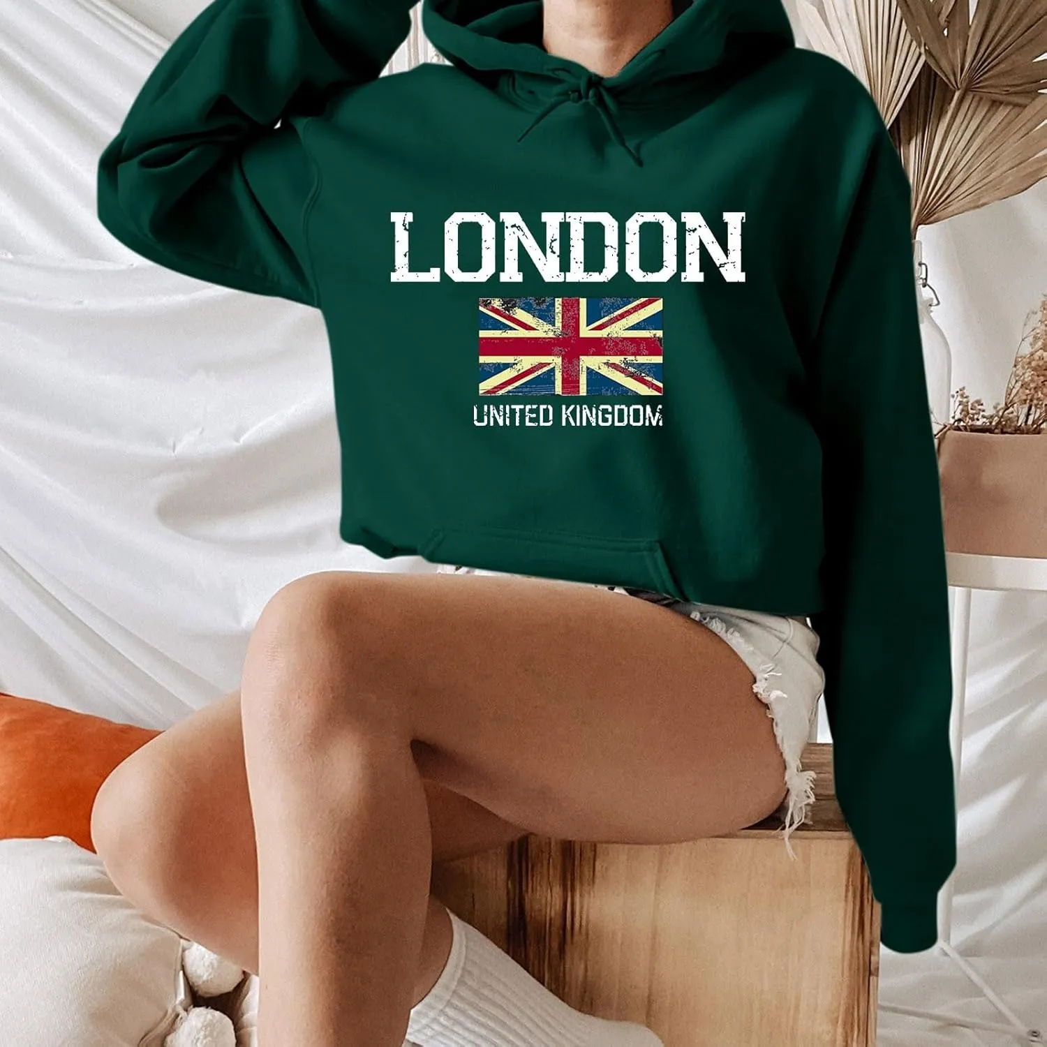 London Hoodies for Women Crewneck Long Sleeve Pullover Sweatshirt Graphic Fashion Oversized London Hoodie Tunic Tops