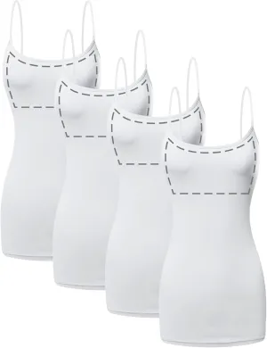 Long Cotton Camisole Tank Top with Built in Bra for Women Basic Cami with Shelf Bra Tank Tops Undershirt
