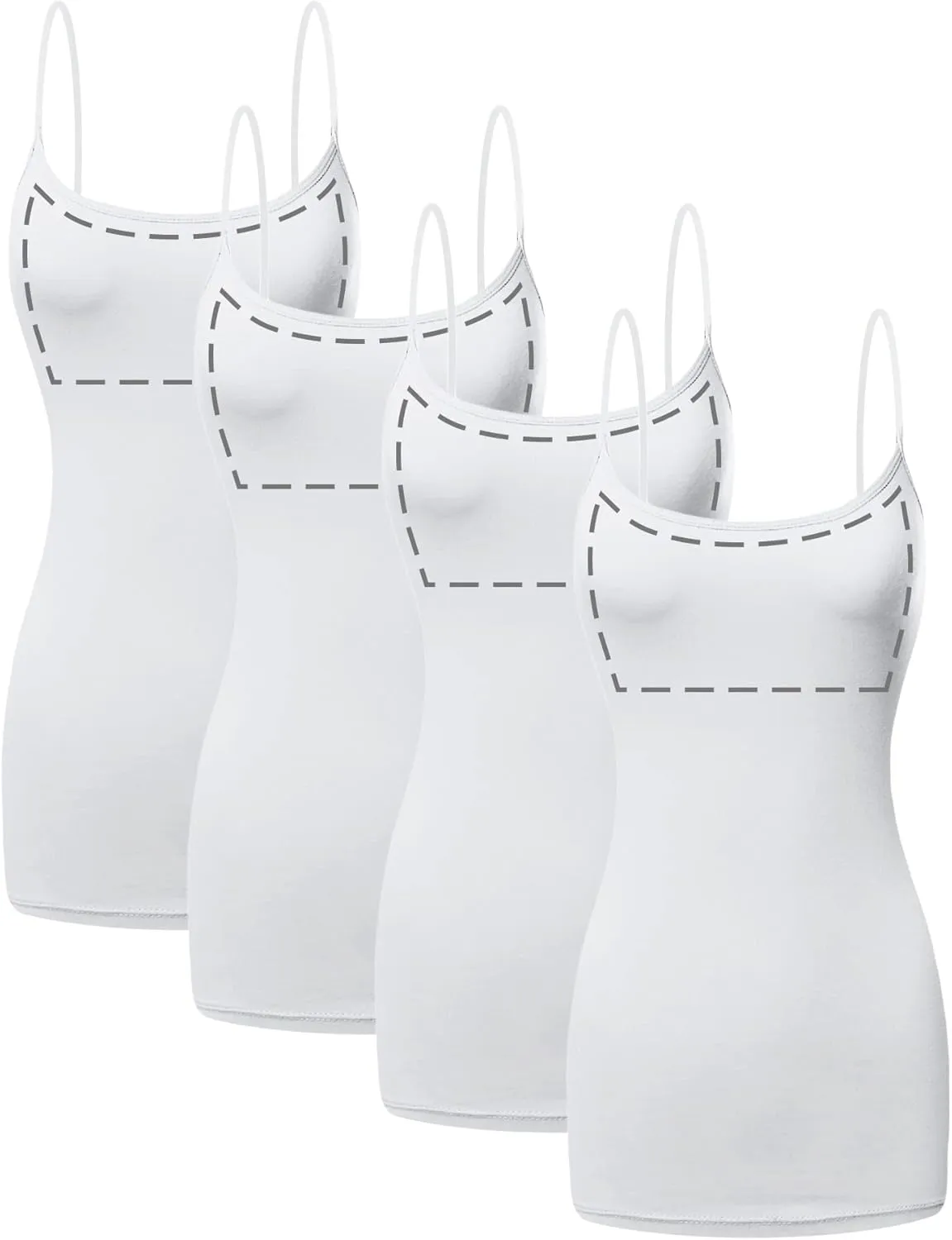 Long Cotton Camisole Tank Top with Built in Bra for Women Basic Cami with Shelf Bra Tank Tops Undershirt