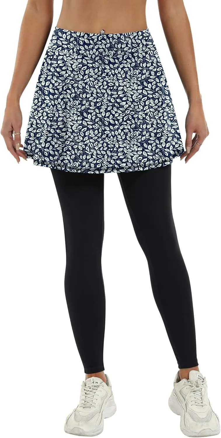 LouKeith Skirted Leggings for Women Athletic Skirt with Leggings Yoga Running Golf Tennis Skirts with 4 Pockets
