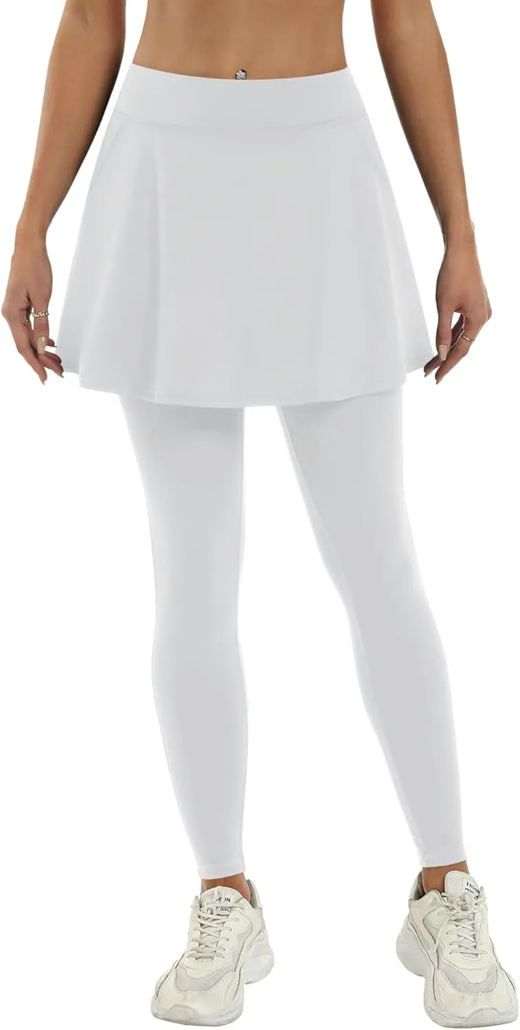 LouKeith Skirted Leggings for Women Athletic Skirt with Leggings Yoga Running Golf Tennis Skirts with 4 Pockets