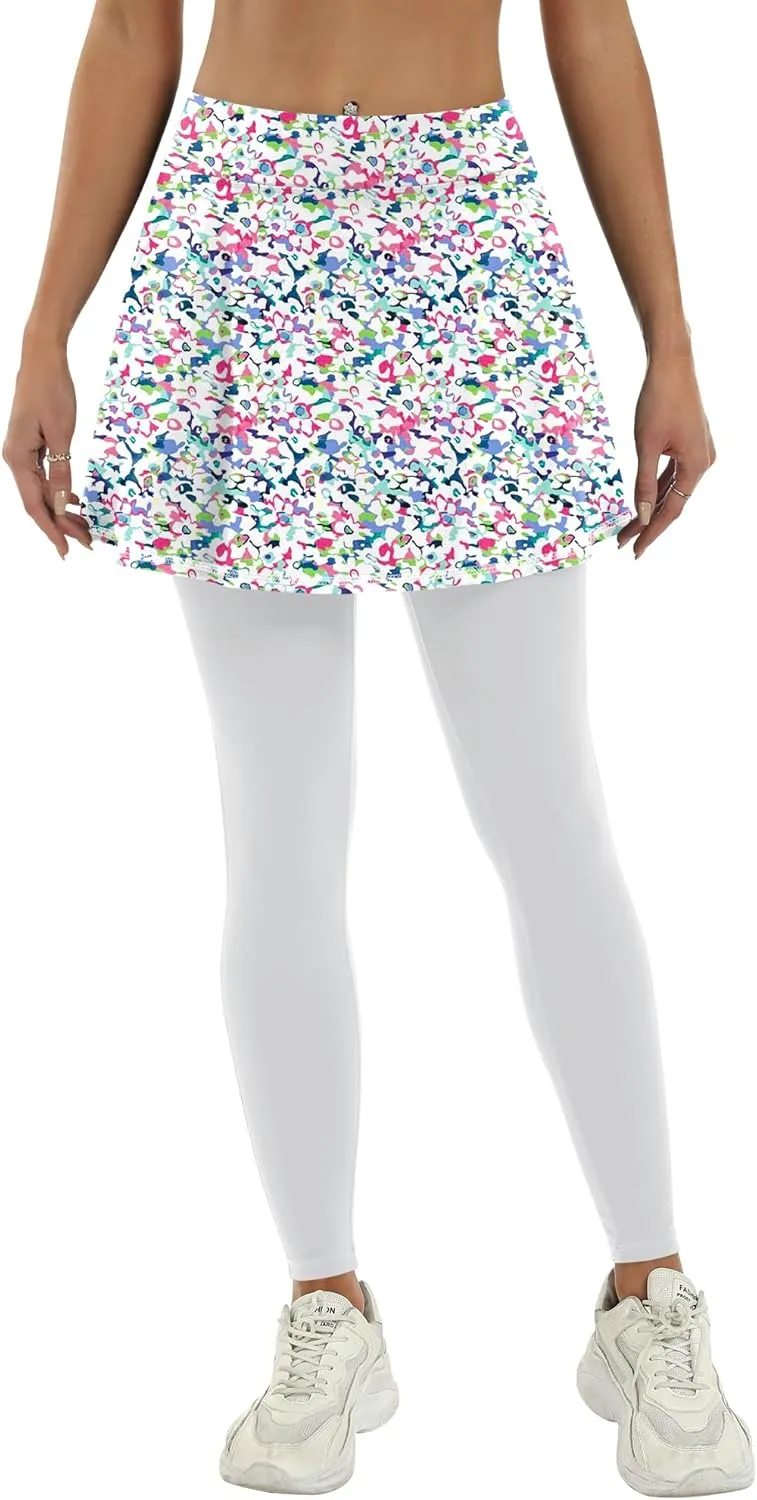 LouKeith Skirted Leggings for Women Athletic Skirt with Leggings Yoga Running Golf Tennis Skirts with 4 Pockets