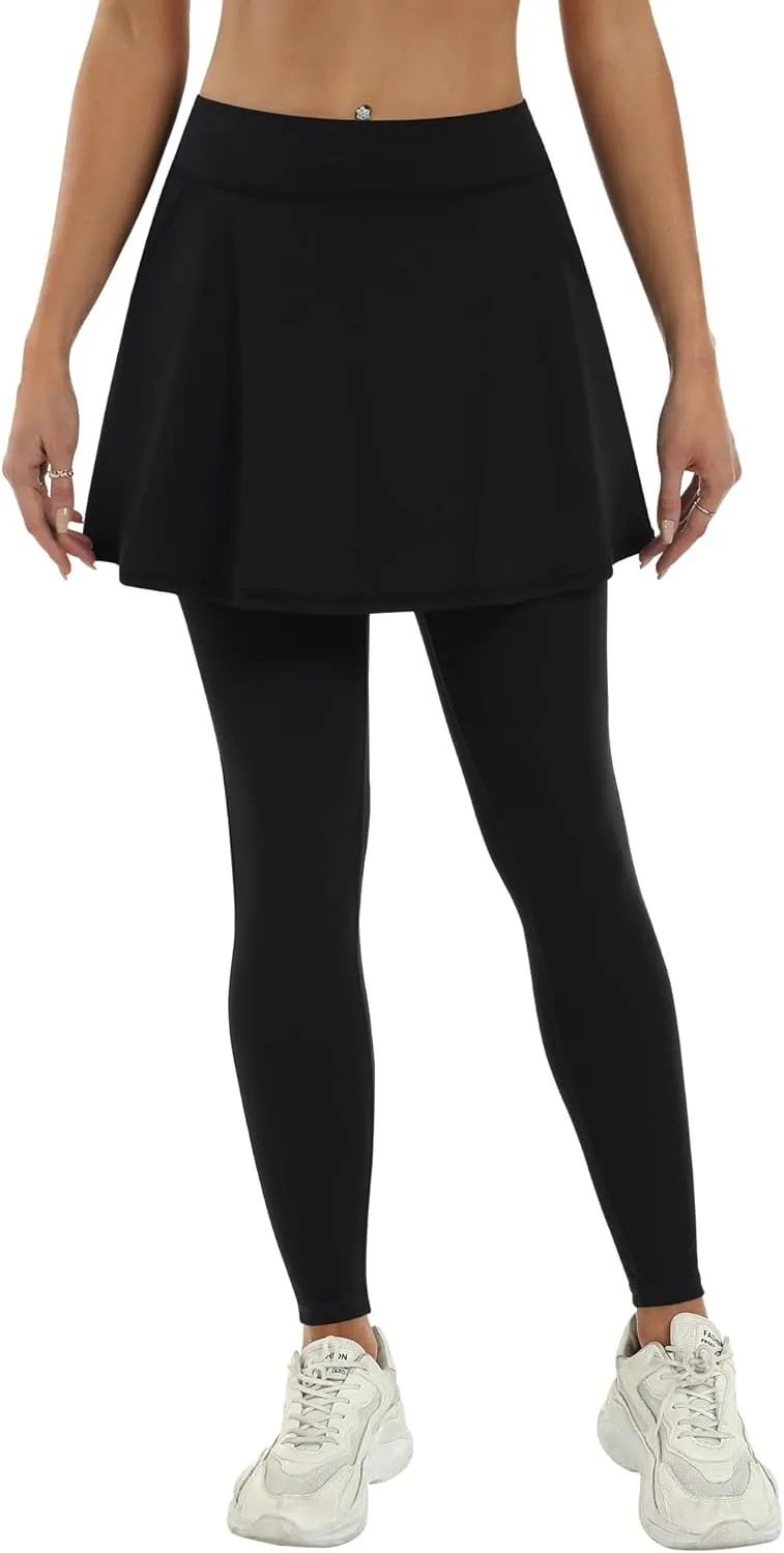 LouKeith Skirted Leggings for Women Athletic Skirt with Leggings Yoga Running Golf Tennis Skirts with 4 Pockets