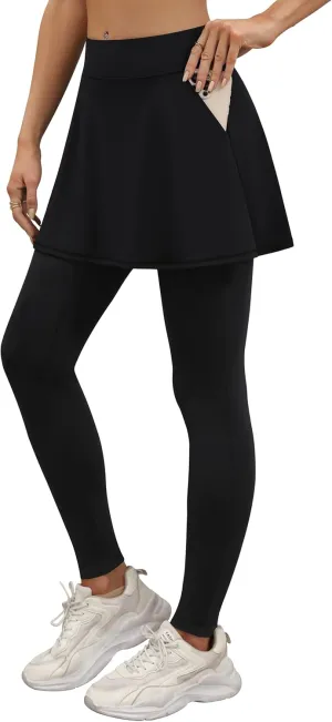 LouKeith Skirted Leggings for Women Athletic Skirt with Leggings Yoga Running Golf Tennis Skirts with 4 Pockets