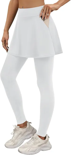 LouKeith Skirted Leggings for Women Athletic Skirt with Leggings Yoga Running Golf Tennis Skirts with 4 Pockets