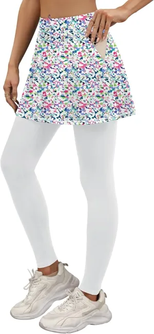LouKeith Skirted Leggings for Women Athletic Skirt with Leggings Yoga Running Golf Tennis Skirts with 4 Pockets