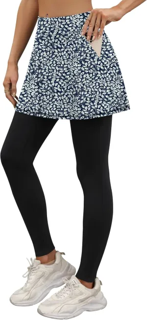 LouKeith Skirted Leggings for Women Athletic Skirt with Leggings Yoga Running Golf Tennis Skirts with 4 Pockets