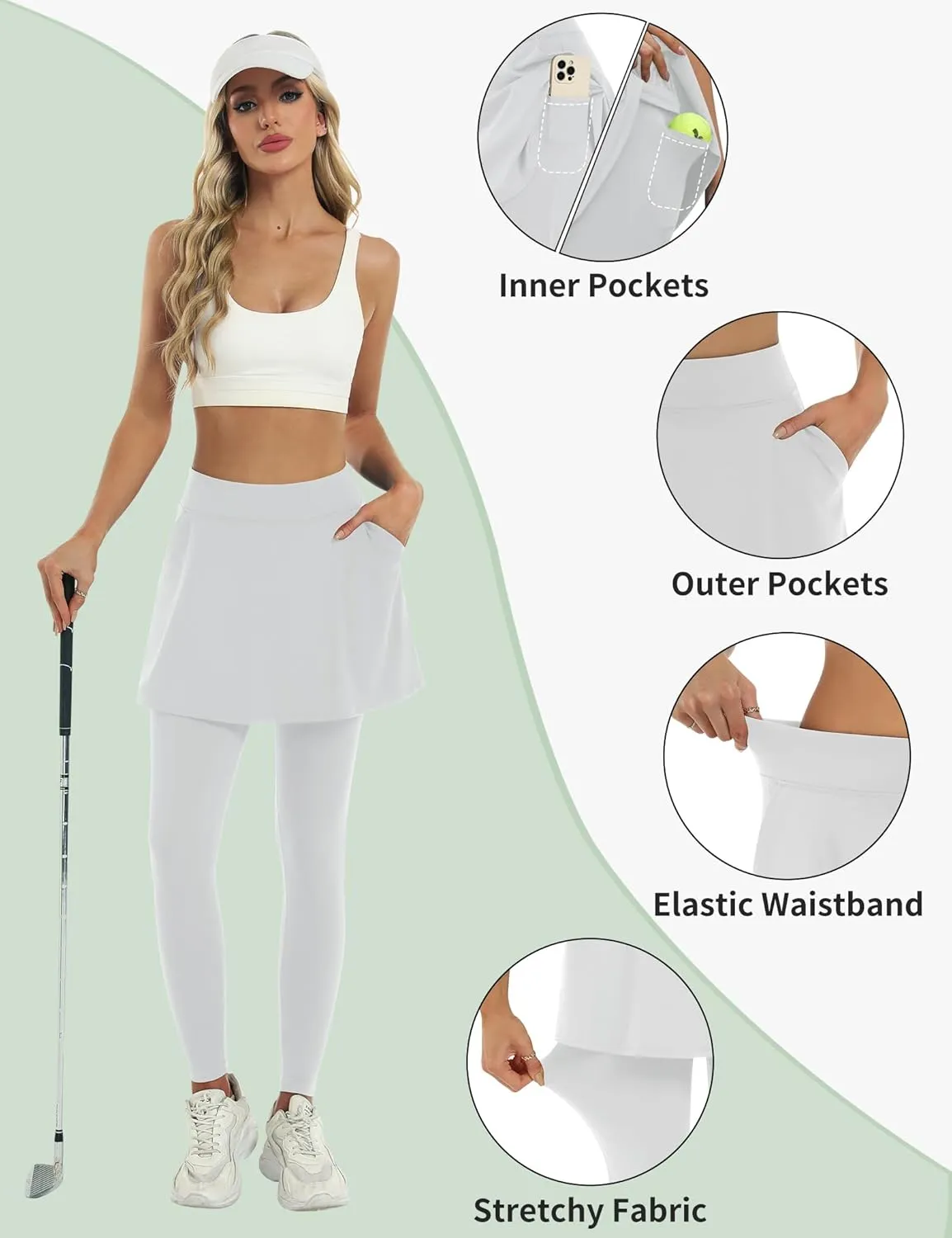 LouKeith Skirted Leggings for Women Athletic Skirt with Leggings Yoga Running Golf Tennis Skirts with 4 Pockets