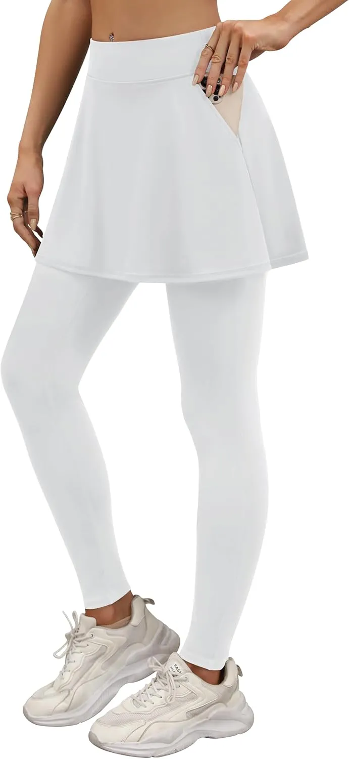 LouKeith Skirted Leggings for Women Athletic Skirt with Leggings Yoga Running Golf Tennis Skirts with 4 Pockets