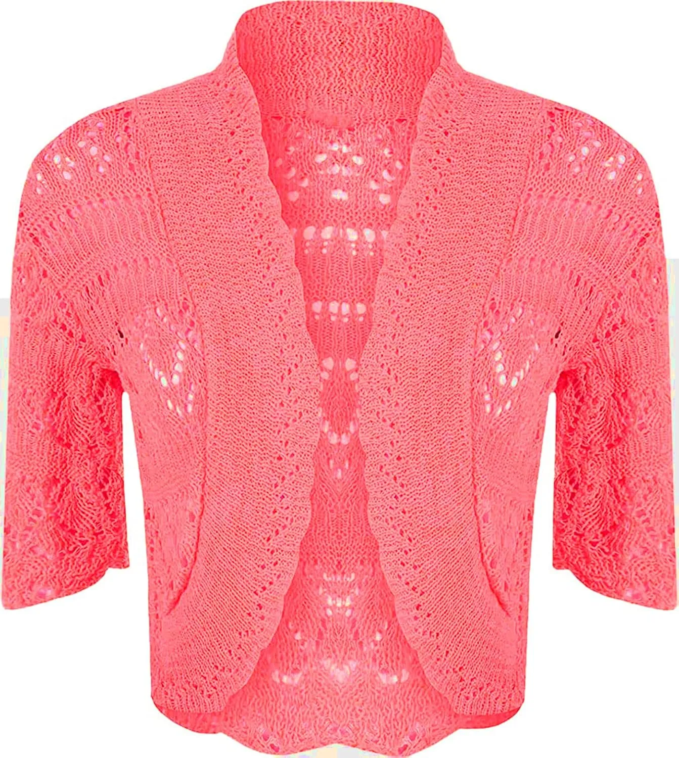 Loxdonz Women's Crochet Knit Cropped Bolero Shrug Cardigan Open Front Short Shrugs for Women