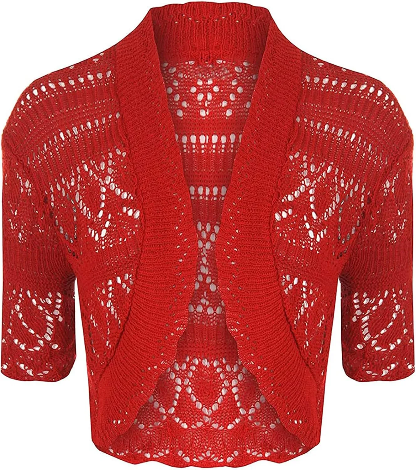 Loxdonz Women's Crochet Knit Cropped Bolero Shrug Cardigan Open Front Short Shrugs for Women