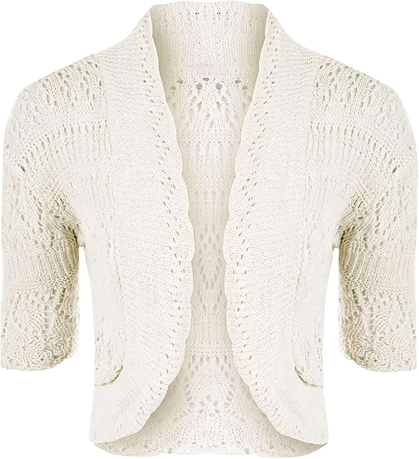 Loxdonz Women's Crochet Knit Cropped Bolero Shrug Cardigan Open Front Short Shrugs for Women