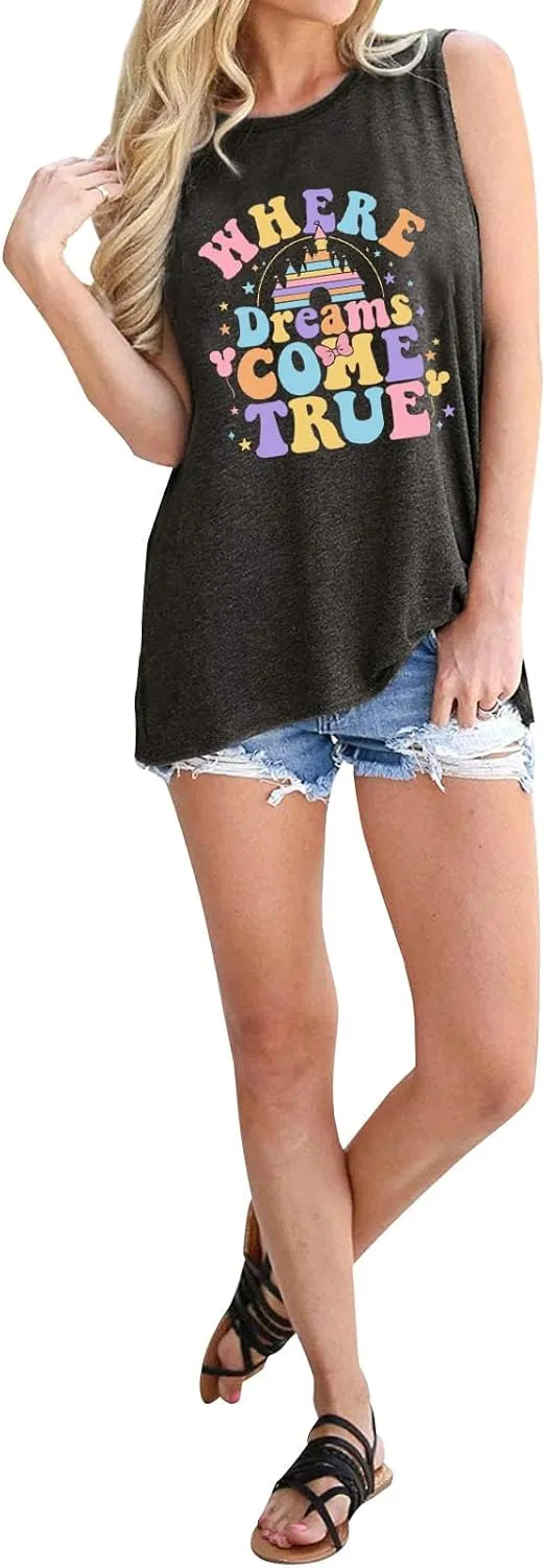 Magic Castle Tank Top for Women Magic Kingdom Graphic Shirt Tops Summer Vacation Vest