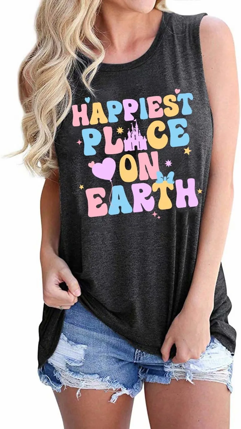 Magic Castle Tank Top for Women Magic Kingdom Graphic Shirt Tops Summer Vacation Vest