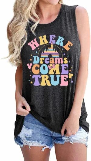 Magic Castle Tank Top for Women Magic Kingdom Graphic Shirt Tops Summer Vacation Vest