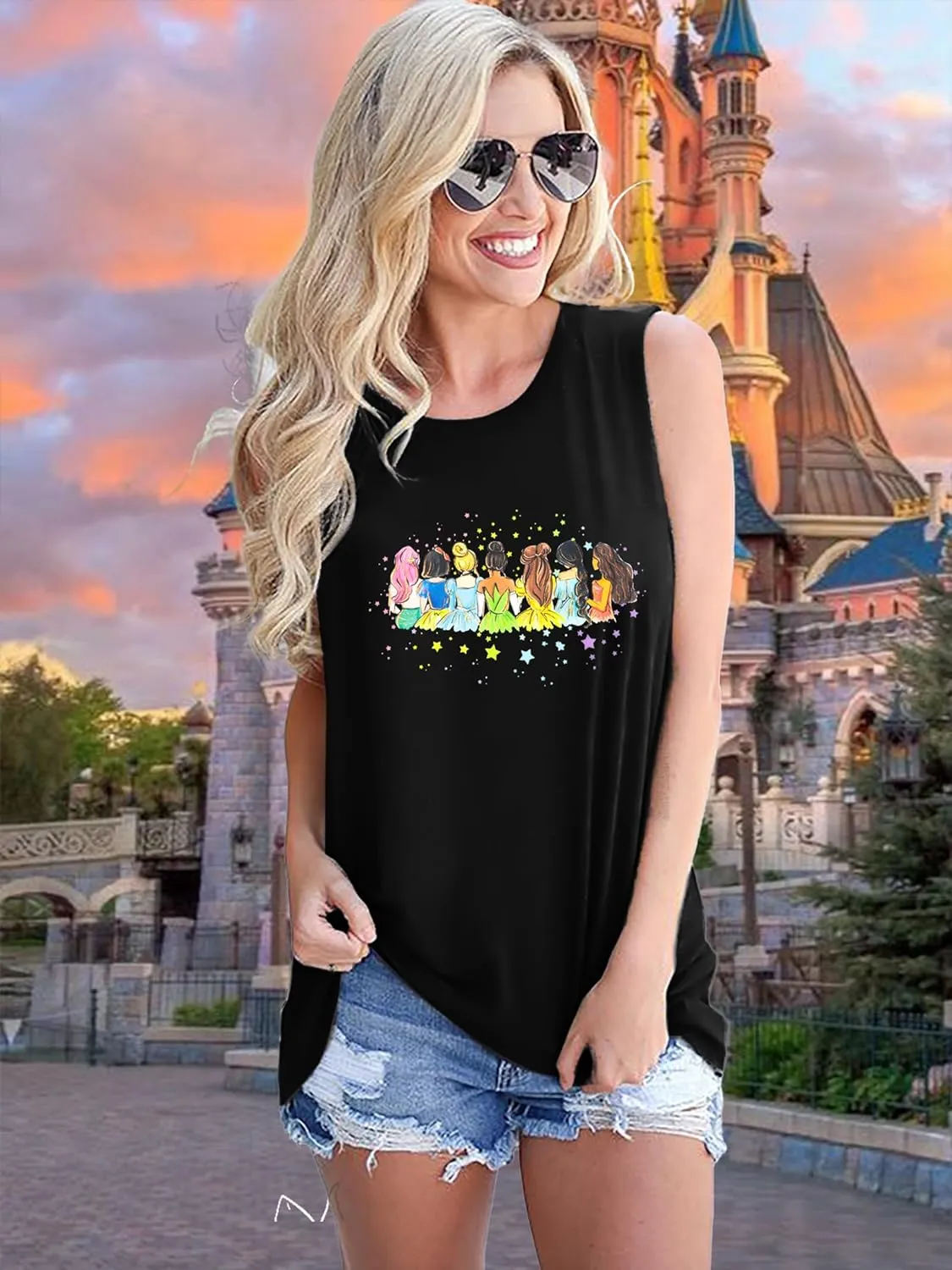 Magical Tank Tops Women: Magic Princess Shirt Cute Magic Kingdom Tshirt Family Vacation Trip Sleeveless Tanks Tops