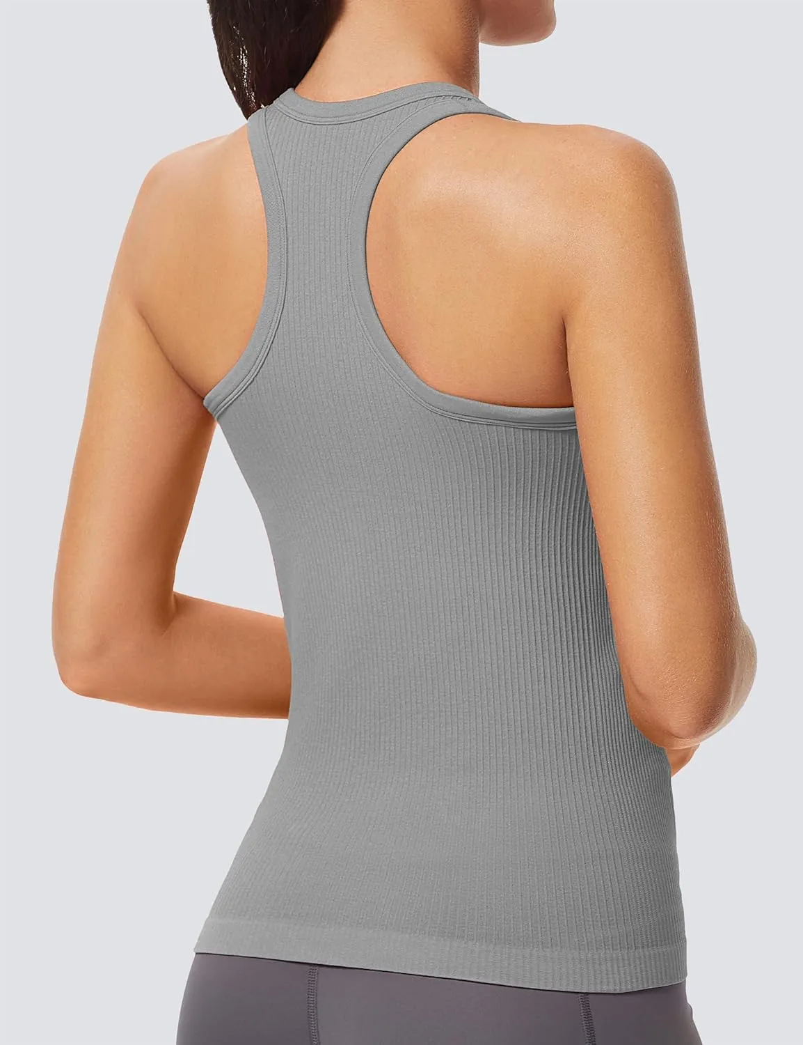 MathCat Workout Tank Tops for Women Athletic Basic Tanks Seamless Running Muscle Racerback Ribbed Yoga Tops with Built in Bra