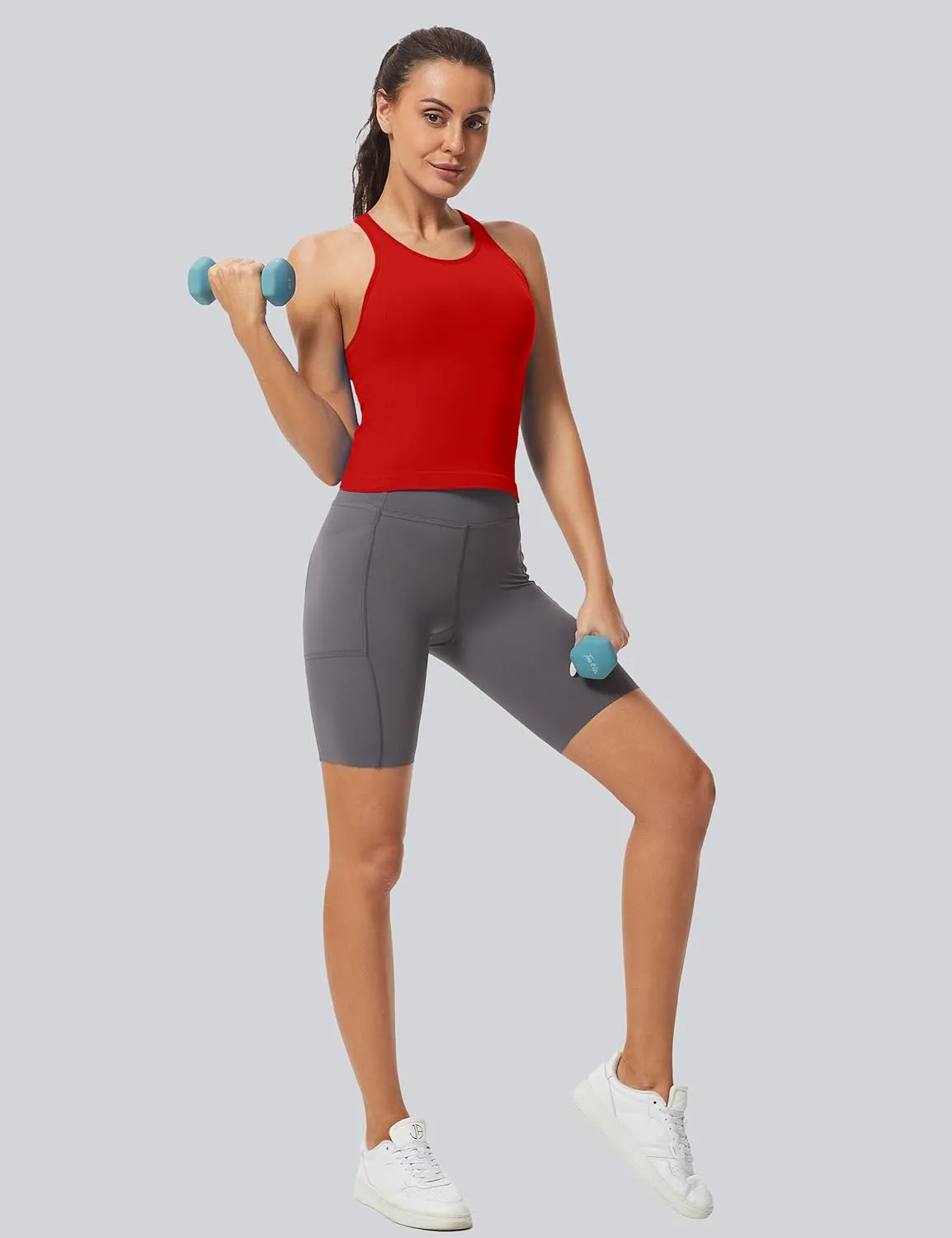 MathCat Workout Tank Tops for Women Racerback Basic Running Tanks Seamless Muscle Athletic Yoga Tops with Built in Bra