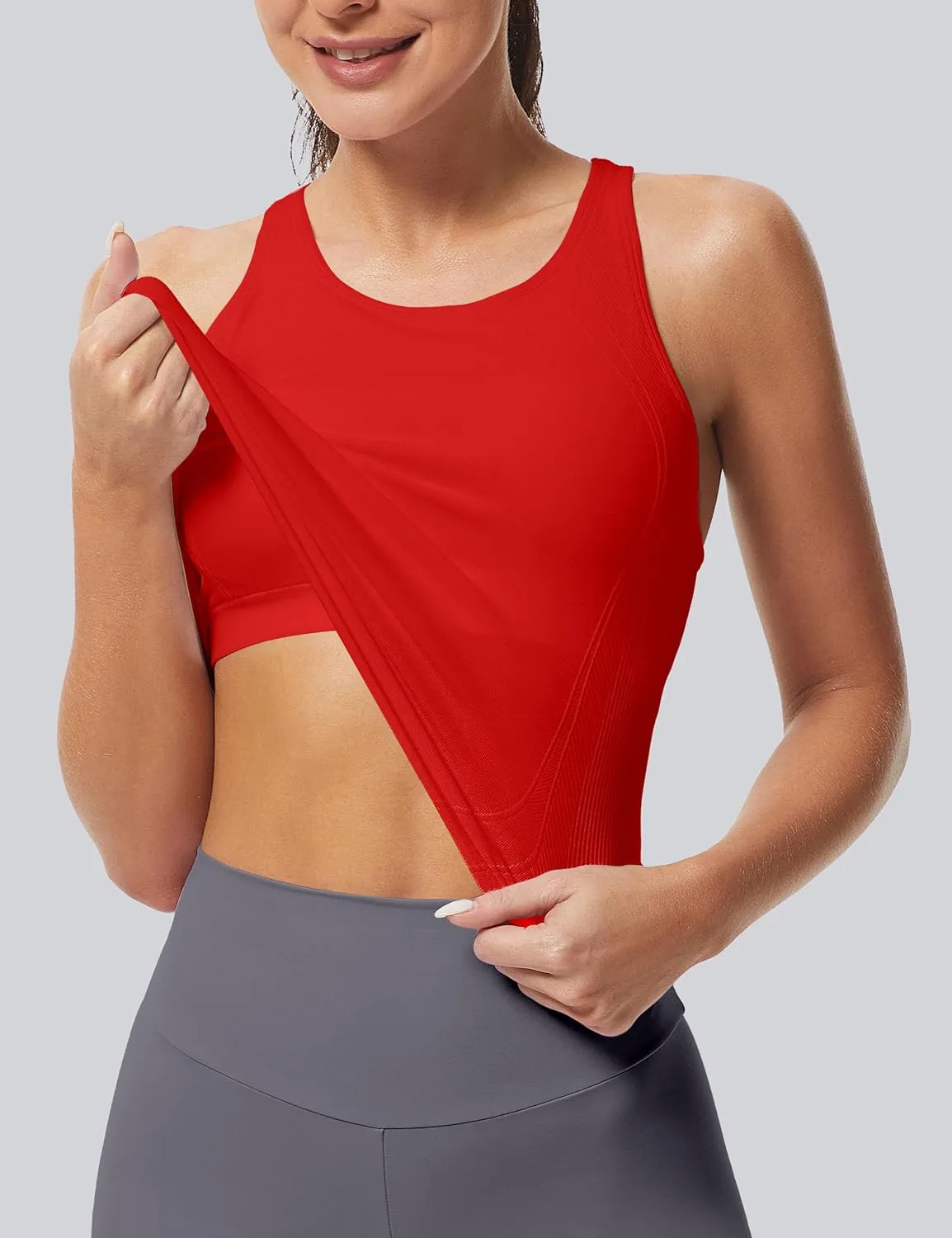 MathCat Workout Tank Tops for Women Racerback Basic Running Tanks Seamless Muscle Athletic Yoga Tops with Built in Bra