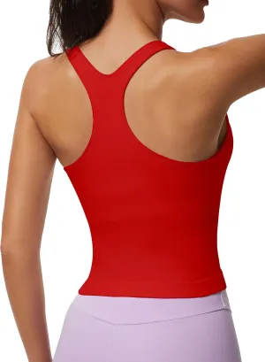 MathCat Workout Tank Tops for Women Racerback Basic Running Tanks Seamless Muscle Athletic Yoga Tops with Built in Bra