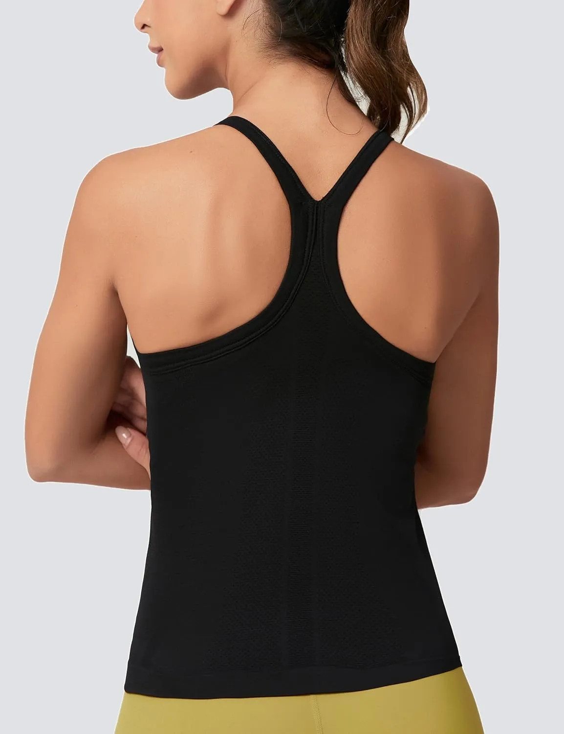 MathCat Workout Tank Tops for Women with Built in Bra, Sleeveless Gym Tops Seamless Racerback Athletic Yoga Shirts 2 Pack