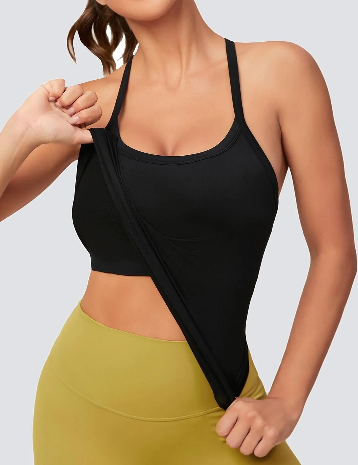 MathCat Workout Tank Tops for Women with Built in Bra, Sleeveless Gym Tops Seamless Racerback Athletic Yoga Shirts 2 Pack