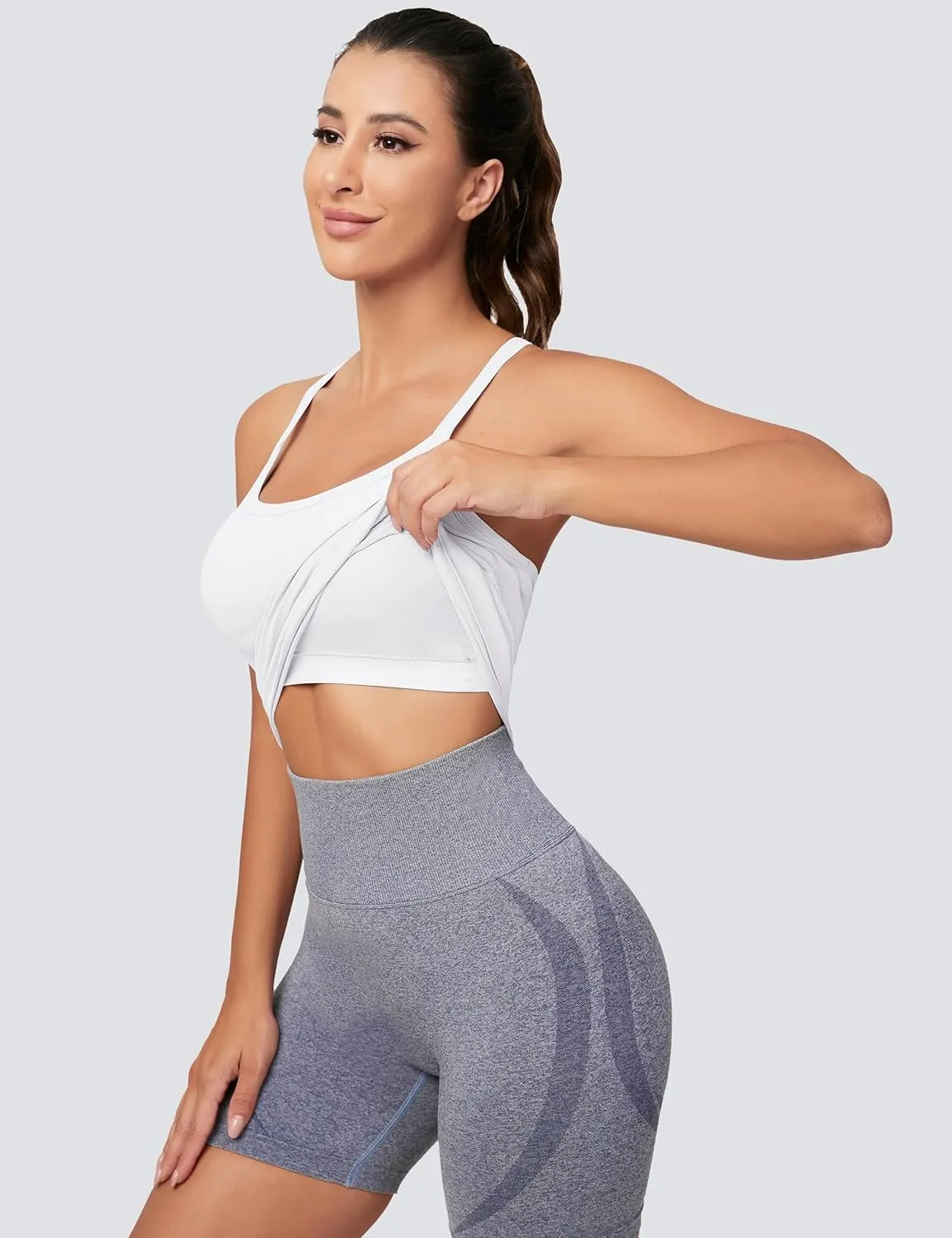 MathCat Workout Tank Tops for Women with Built in Bra, Sleeveless Gym Tops Seamless Racerback Athletic Yoga Shirts 2 Pack