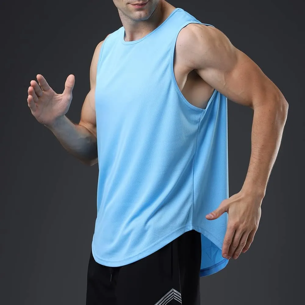 meioro Men's Workout Tank Top Mesh Sleeveless Gym Muscle T Shirts Quick Dry Bodybuilding Shirt Summer Athletic Tank Tops