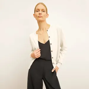 Mel Pointelle Cardigan - Cotton Silk Knit :: Ivory