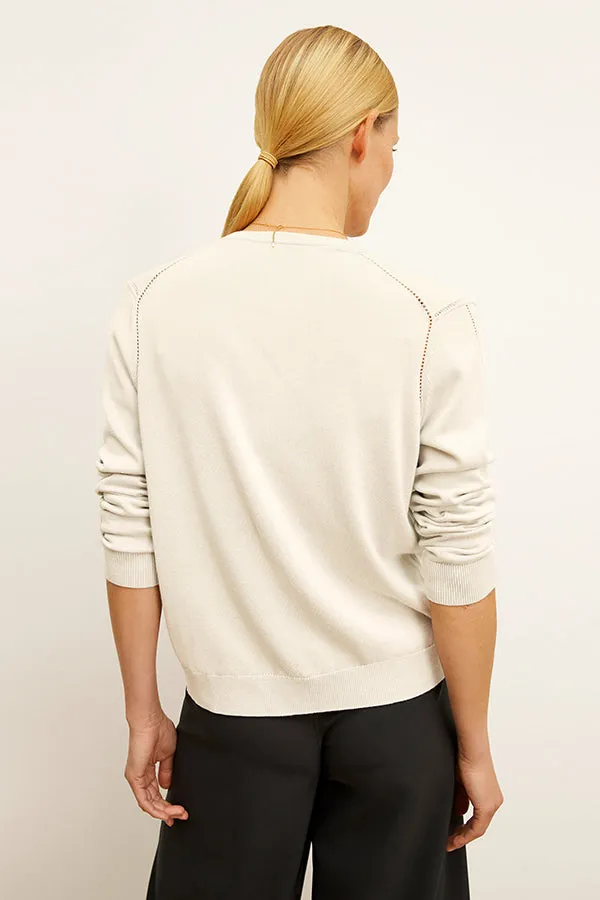 Mel Pointelle Cardigan - Cotton Silk Knit :: Ivory