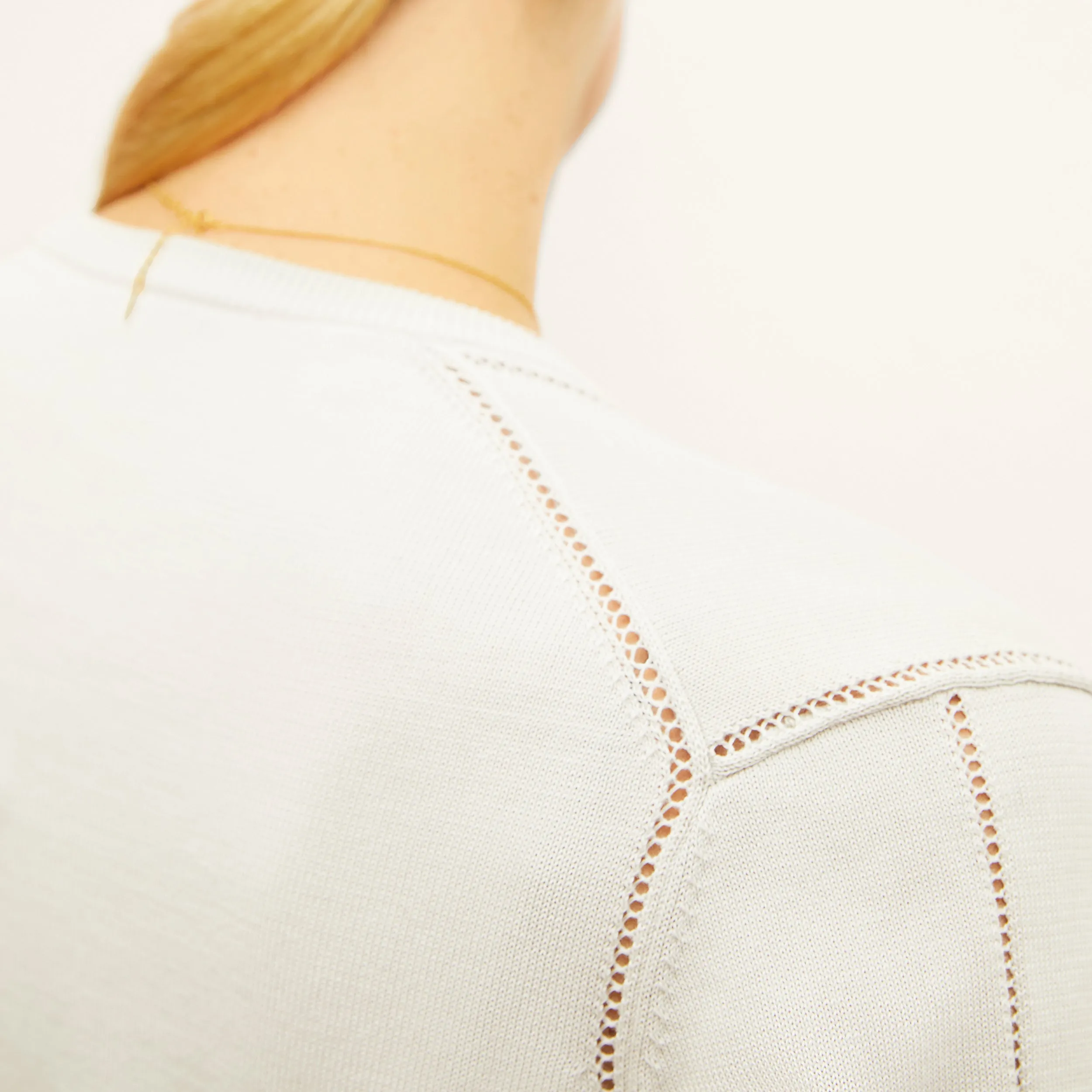 Mel Pointelle Cardigan - Cotton Silk Knit :: Ivory