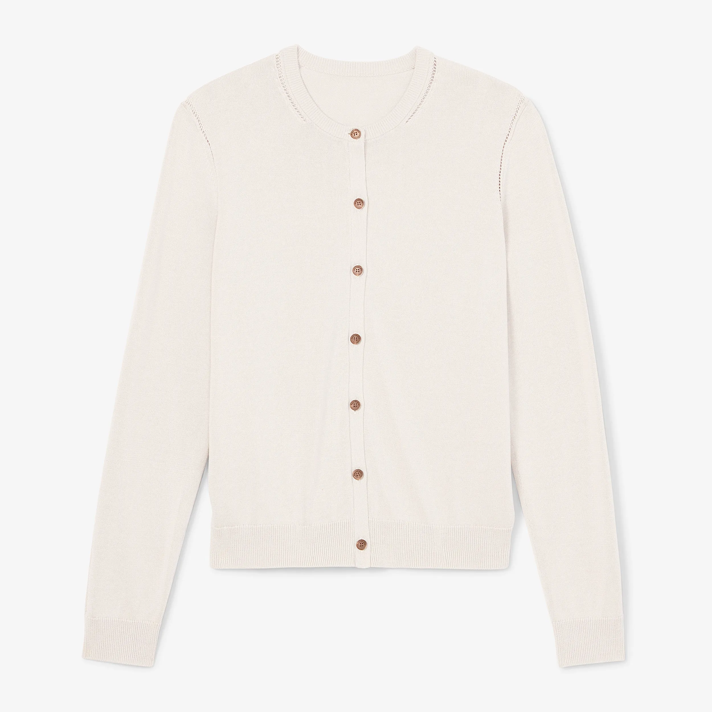 Mel Pointelle Cardigan - Cotton Silk Knit :: Ivory