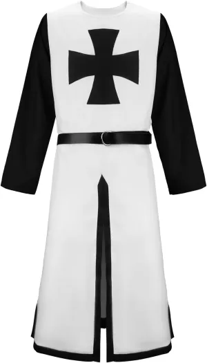 Men Crusader Tunic Templar Knight Costume Robe Medieval Renaissance Cosplay Warrior Hospitaller Surcoat Cloak Top