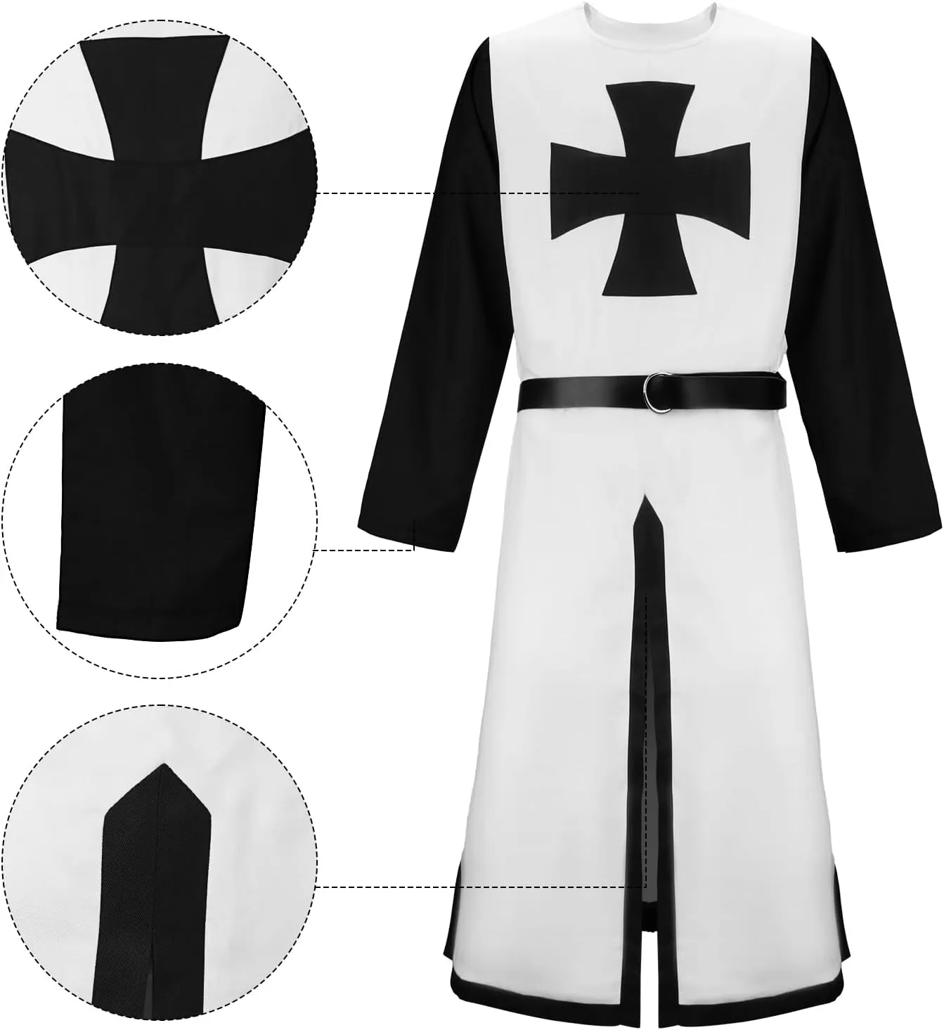 Men Crusader Tunic Templar Knight Costume Robe Medieval Renaissance Cosplay Warrior Hospitaller Surcoat Cloak Top
