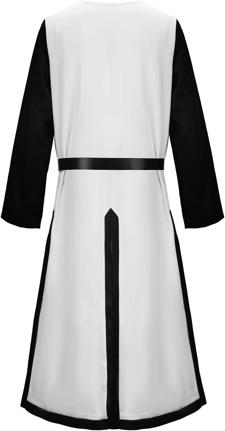 Men Crusader Tunic Templar Knight Costume Robe Medieval Renaissance Cosplay Warrior Hospitaller Surcoat Cloak Top