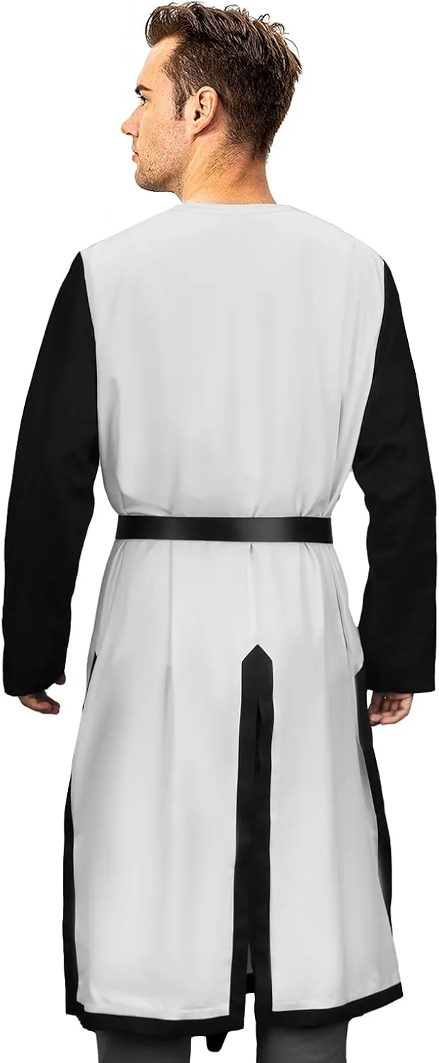 Men Crusader Tunic Templar Knight Costume Robe Medieval Renaissance Cosplay Warrior Hospitaller Surcoat Cloak Top