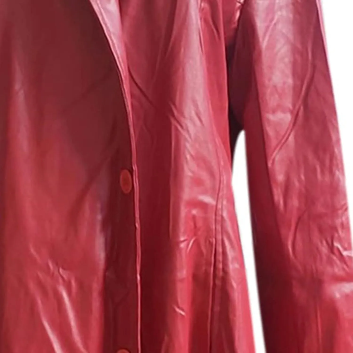 Men Faux Leather Trench Coat, Stylish Notch Stand Collar Detective Coat, Full Length Overcoat Solid Color Long Coat