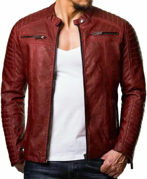 Men Leather Jacket Casual Solid Coat Simple Sports Zipper Coat Jacket Motorcycle Lightweight Faux Leather Outwear