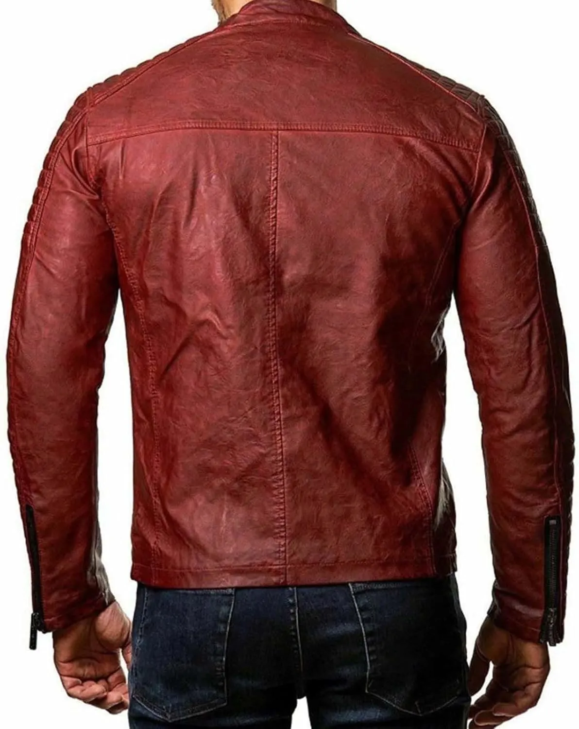 Men Leather Jacket Casual Solid Coat Simple Sports Zipper Coat Jacket Motorcycle Lightweight Faux Leather Outwear