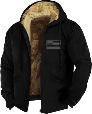 Men Winter Sherpa Lined Jacket Heavyweight Fleece Warm Trucker Hoodies Coat Big And Tall Jackets For Men Hoodie
