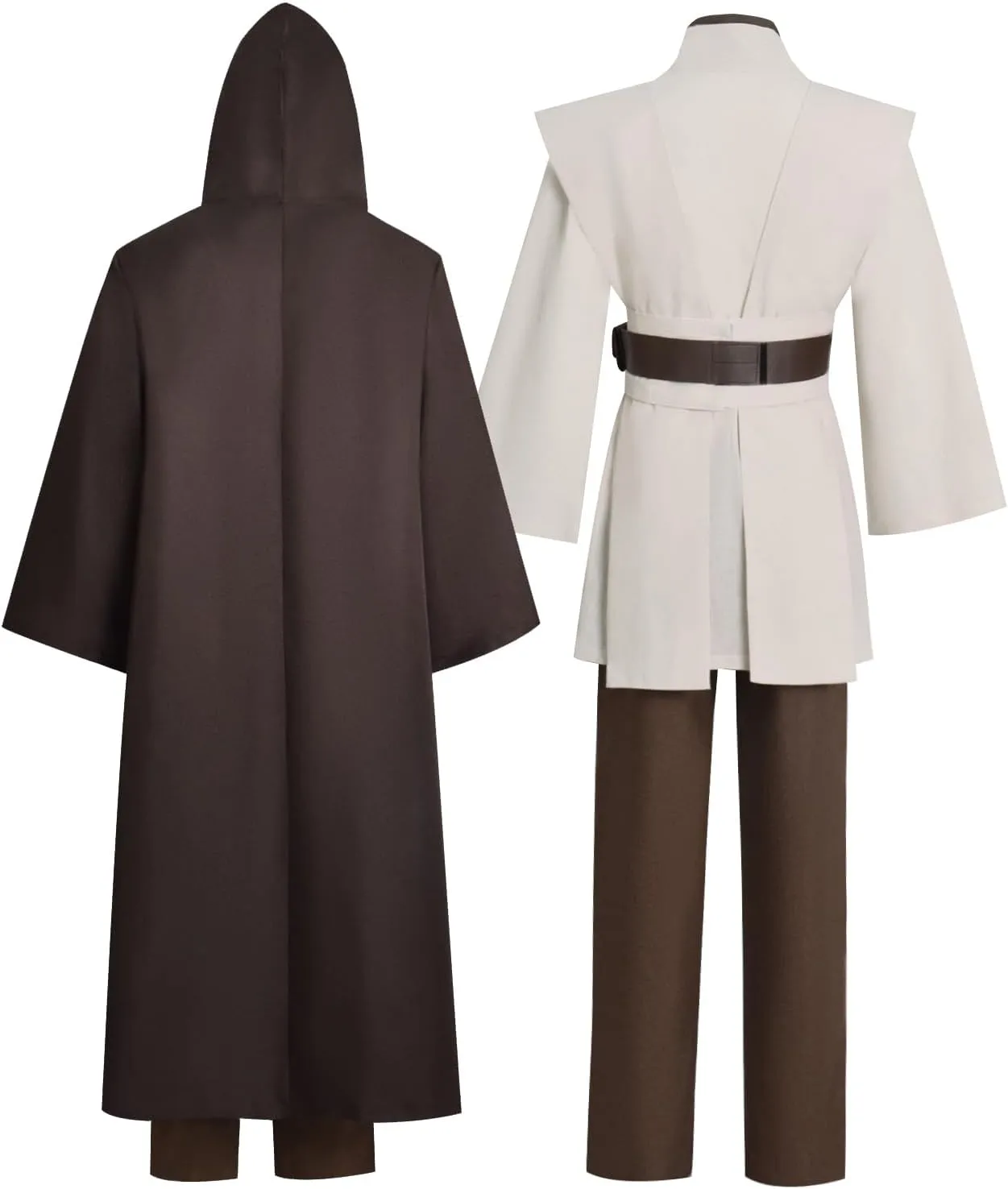 Mens Anakin Skywalker Cosplay Costume Jedi White Tunic Hooded Cloak Robe Knight Uniform Suit Halloween Outfit