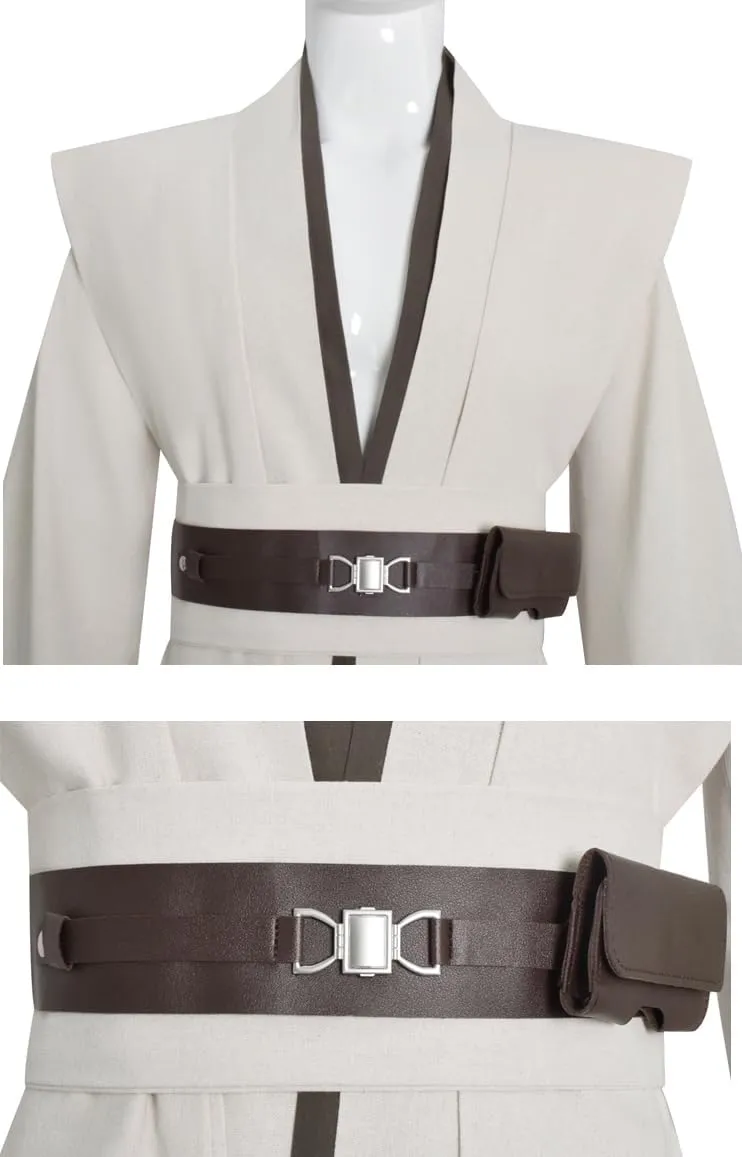 Mens Anakin Skywalker Cosplay Costume Jedi White Tunic Hooded Cloak Robe Knight Uniform Suit Halloween Outfit