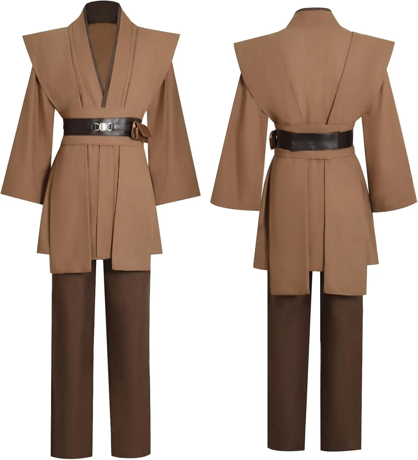 Mens Anakin Skywalker Costume Knight Brown Tunic Cape Hooded Cloak Robe Jedi Uniform Suit Halloween Cosplay Outfit
