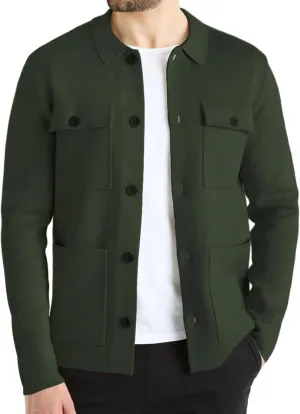 Men's Cardigan Sweater Casual Chunky Knit Multi-Pocket Lapel Collar Button Down Long Sleeve Sweater Fall Winter 2024
