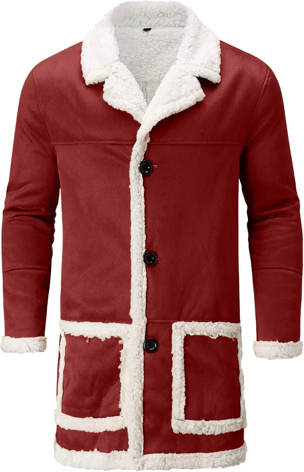 Mens Casual Sherpa Fleece Lined Jackets Winter Warm Fur Collar Long Trench Coats Big and Tall Outwears with Pockets