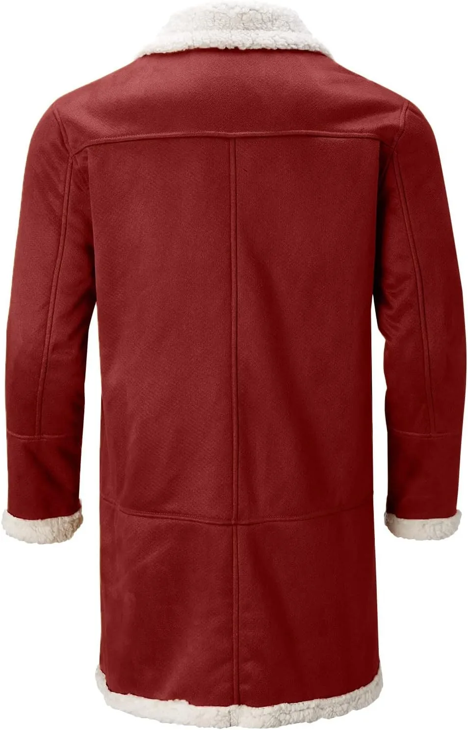 Mens Casual Sherpa Fleece Lined Jackets Winter Warm Fur Collar Long Trench Coats Big and Tall Outwears with Pockets