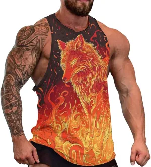Mens Cool Wolf Graphic Tank Tops 3D Print Sleeveless Summer Casual Gym Workout Muscle T Shirts