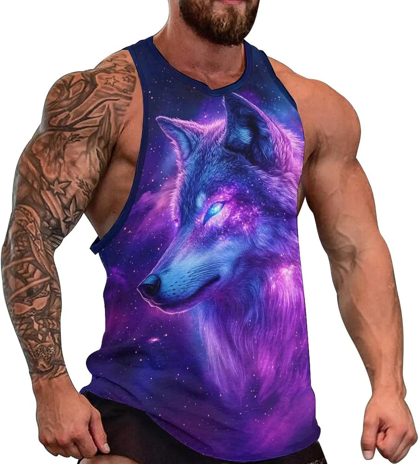 Mens Cool Wolf Graphic Tank Tops 3D Print Sleeveless Summer Casual Gym Workout Muscle T Shirts