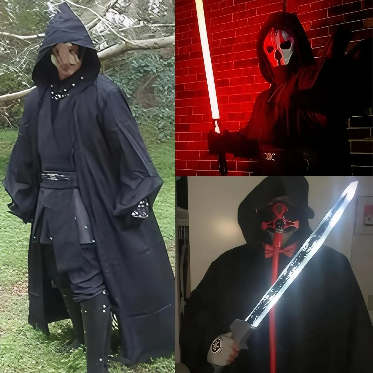 Men's Cosplay Cloak Robe Costume Halloween Tunic Hooded Uniform