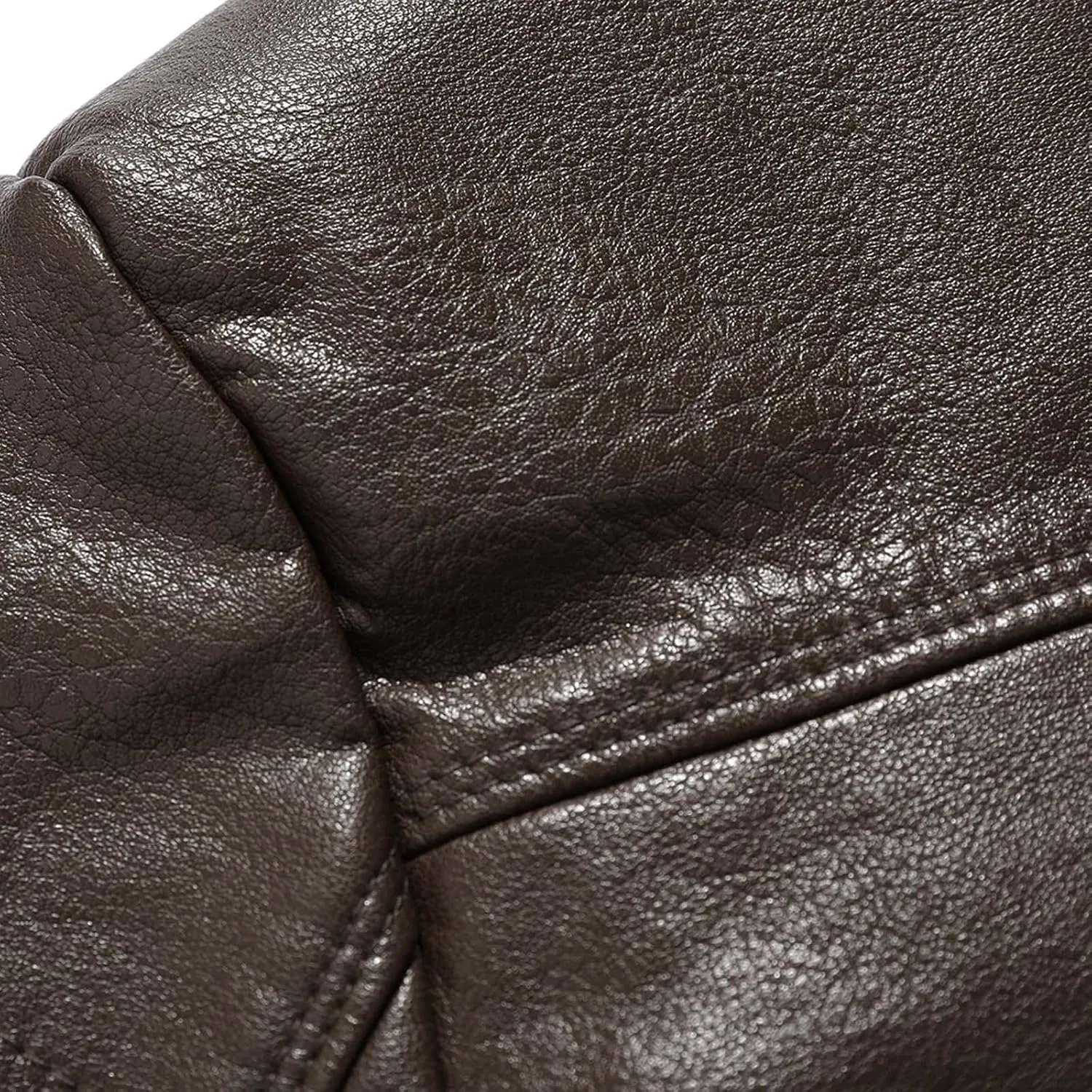 Men's Faux PU Leather Jacket Winter Warm Fleece Lined Sherpa Jackets Long Trench Coats Fur Collar Button Down Jacket
